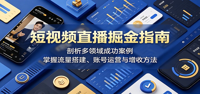 短视频直播掘金指南：剖析多领域成功案例，掌握流量搭建、账号运营与增收方法-聚合项目网