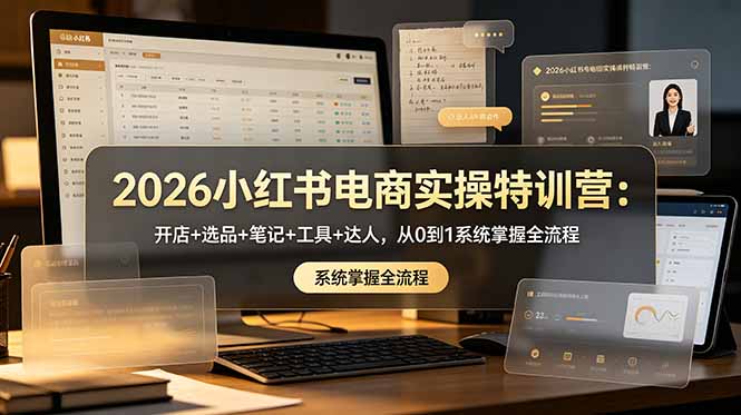 2026小红书电商实操特训营：开店+选品+笔记+工具+达人，从0到1系统掌握全流程-聚合项目网