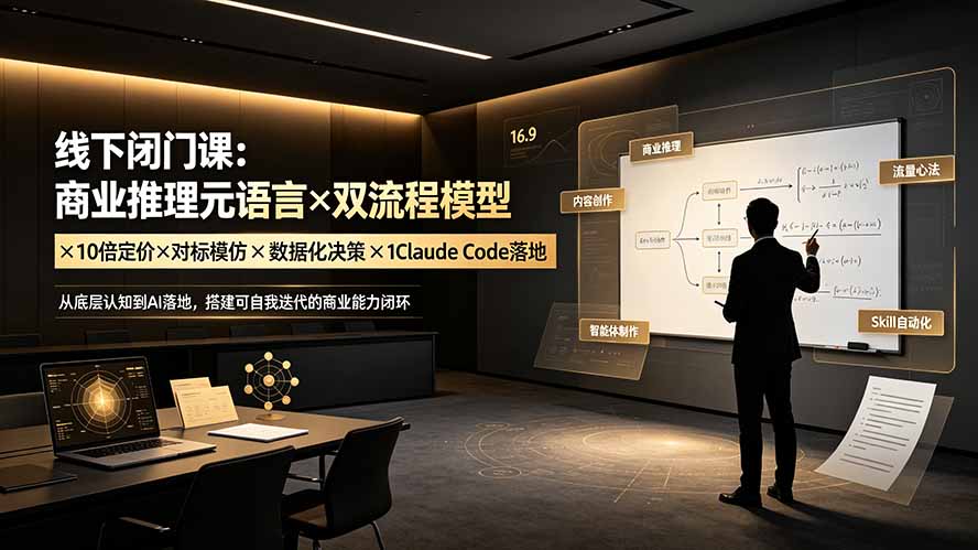 线下闭门课：商业推理元语言×双流程模型×10倍定价×对标模仿×数据化决策×Claude Code落地，击穿认知盲区-聚合项目网