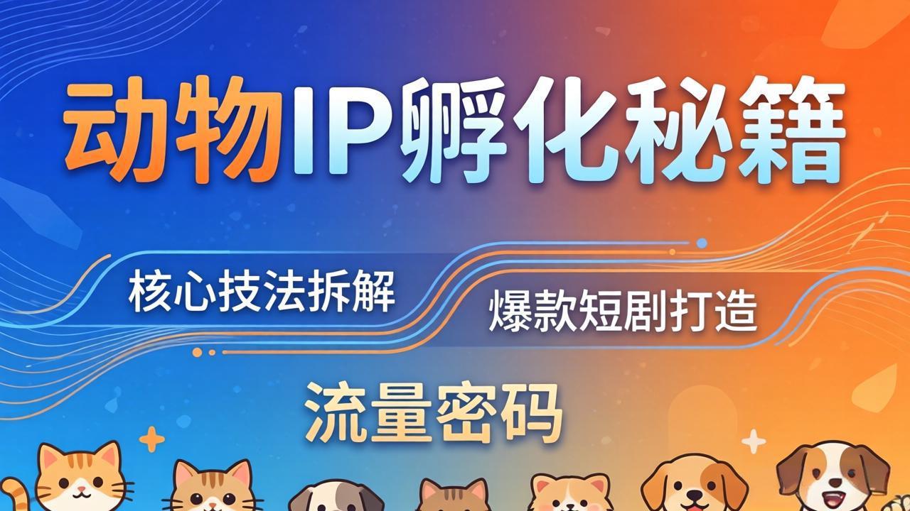 动物IP孵化全套秘籍，三大核心技法拆解，打造爆款萌宠短剧，轻松拿捏赛道流量密码-聚合项目网
