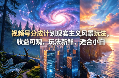 视频号分成计划现实主义风景玩法，收益可观，玩法新鲜，适合小白-聚合项目网