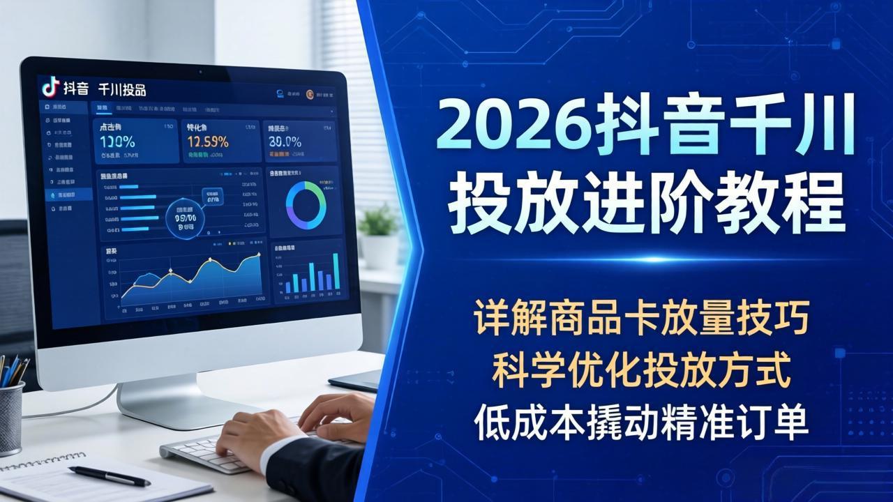 2026抖音千川投放进阶教程，详解商品卡放量技巧，科学优化投放方式，低成本撬动精准订单-聚合项目网