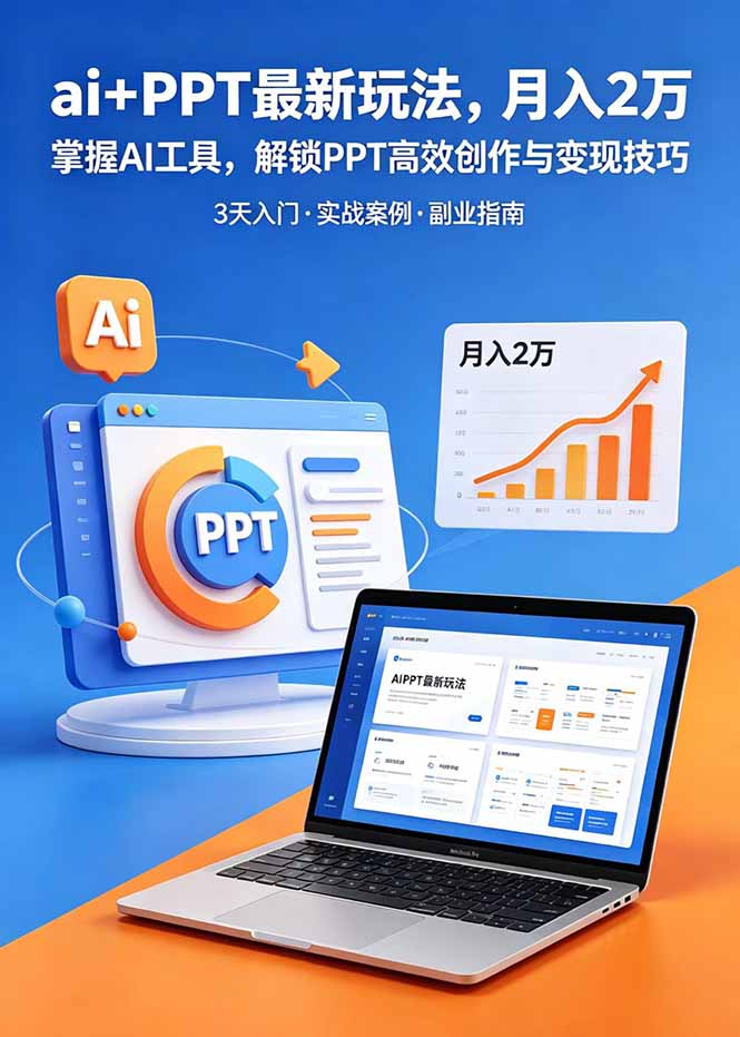 ai+PPT最新玩法，月入2万掌握AI工具，解锁PPT高效创作与变现技巧3天入门，实战案例·副业指南-聚合项目网