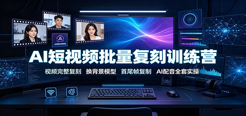 AI短视频批量复刻训练营:视频完整复刻,换背景模型、首尾帧复制、AI配音全套实操-聚合项目网