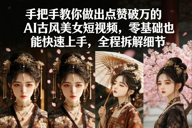 手把手教你做出点赞破万的AI古风美女短视频，零基础也能快速上手，全程拆解细节-聚合项目网