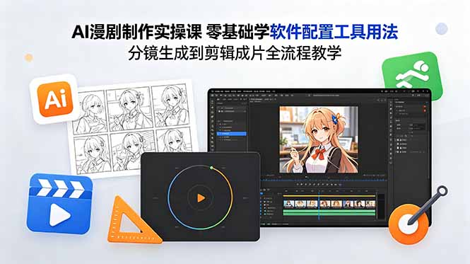 AI漫剧制作实操课 零基础学软件配置工具用法 分镜生成到剪辑成片全流程教学-聚合项目网