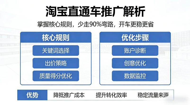 淘宝直通车推广解析，掌握核心规则，少走90%弯路，开车更稳更省-聚合项目网