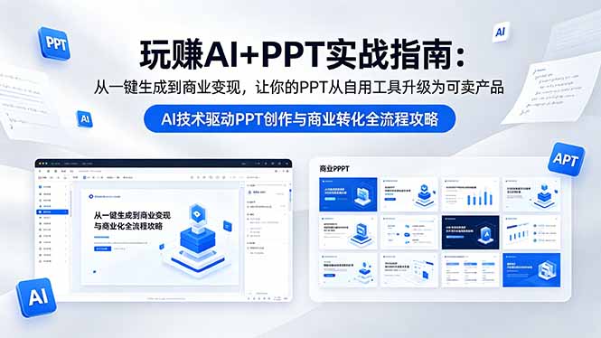 玩赚AI+PPT实战指南-更新5月13：从一键生成到商业变现，让你的PPT从自用工具升级为可卖产品-聚合项目网