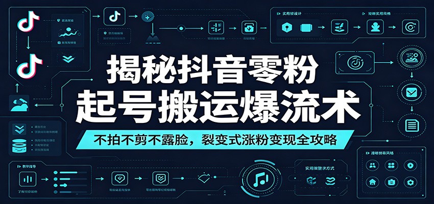 揭秘抖音零粉起号搬运爆流术:不拍不剪不露脸,裂变式涨粉变现全攻略-聚合项目网