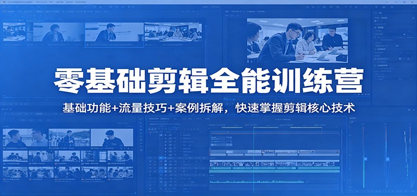 零基础剪辑全能训练营：基础功能+流量技巧+案例拆解，快速掌握剪辑核心技术-聚合项目网