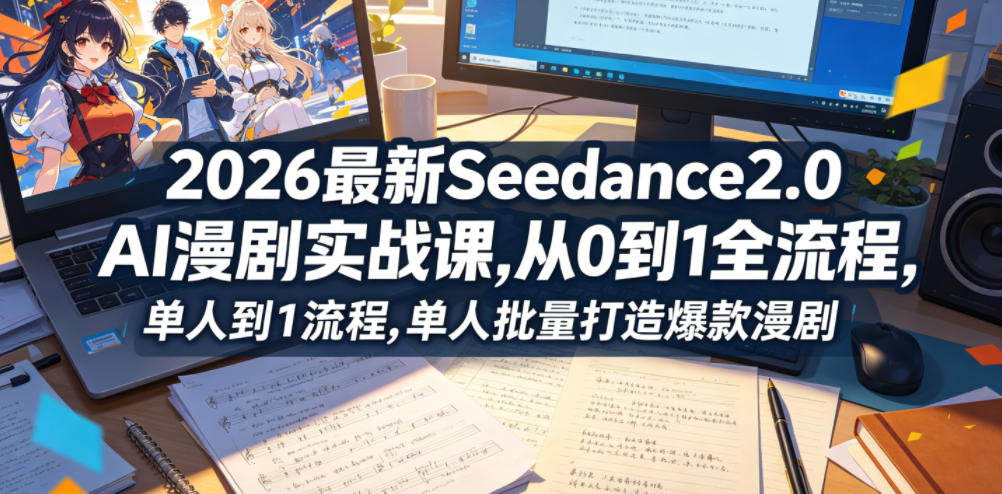 2026最新Seedance2.0 AI漫剧实战课,，从0到1全流程，单人批量打造爆款漫剧-聚合项目网