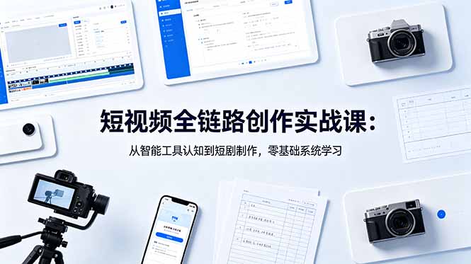 短视频全链路创作实战课：从智能工具认知到短剧制作，零基础系统学习-聚合项目网