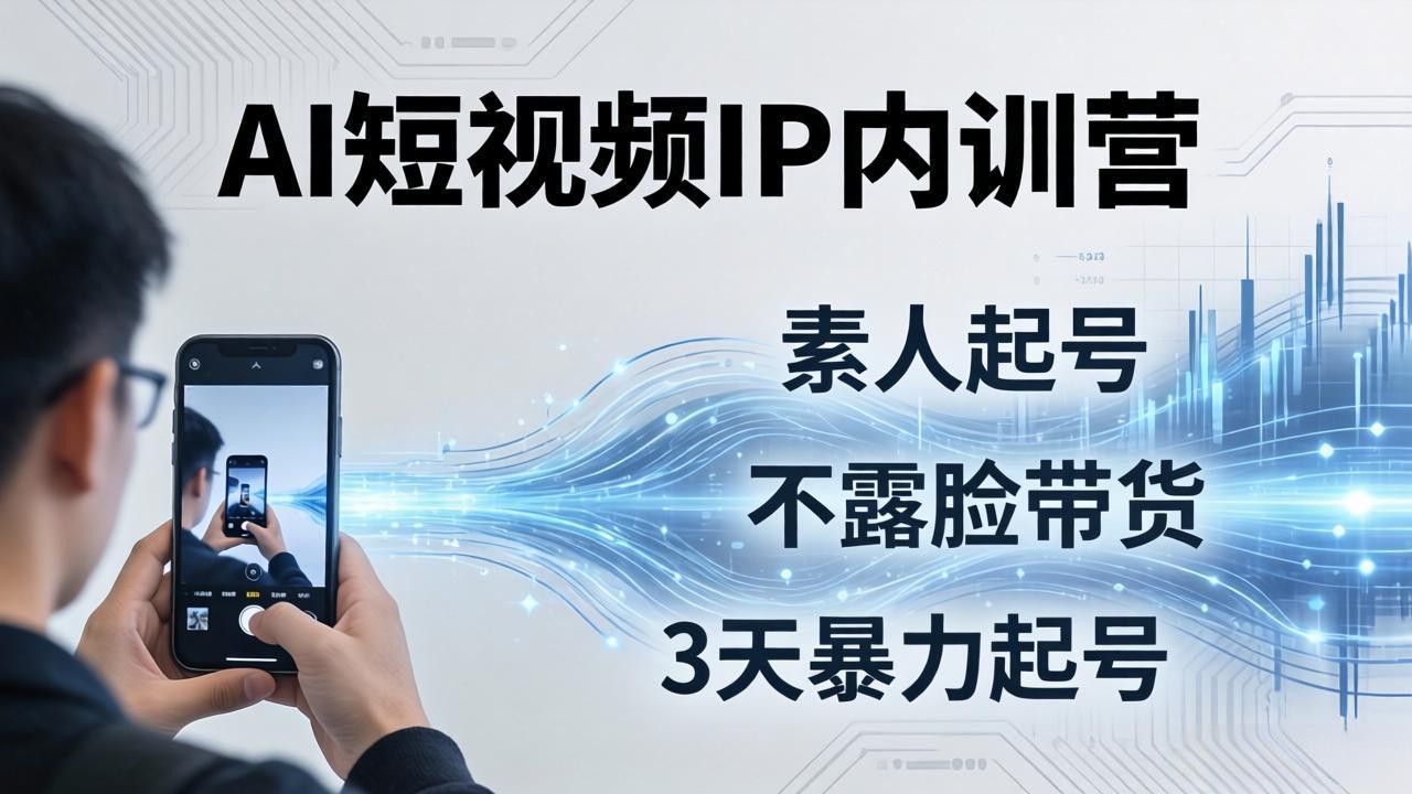 2026AI短视频IP内训营：从素人起号到不露脸带货，3天暴力起号全流程拆解-聚合项目网