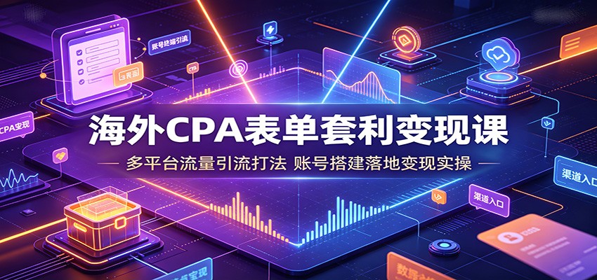 海外CPA表单套利变现课:多平台流量引流打法,账号搭建落地变现实操-聚合项目网