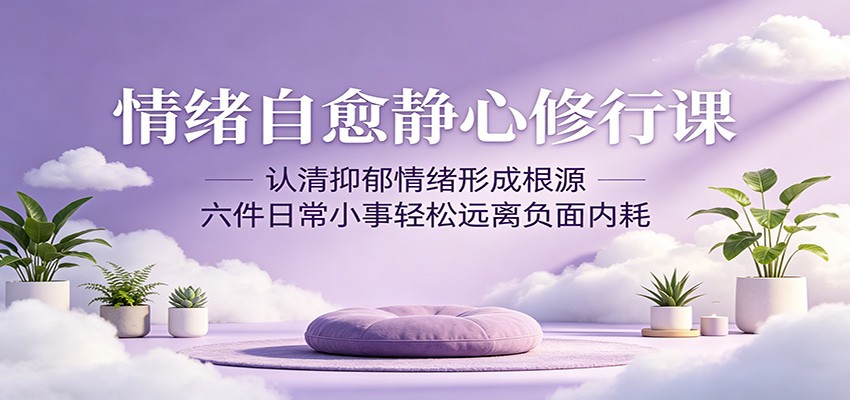 情绪自愈静心修行课：认清抑郁情绪形成根源，六件日常小事轻松远离负面内耗-聚合项目网