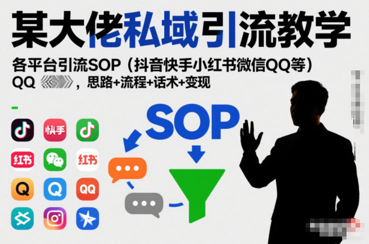 某大佬私域引流教学，各平台引流SOP(抖音快手小红书微信QQ等)，思路+流程+话术+变现(更新0708)-聚合项目网