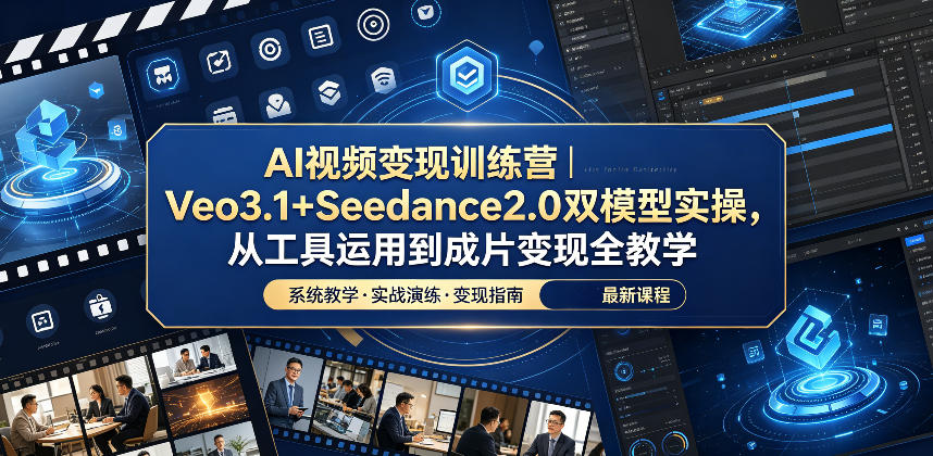 AI视频变现训练营｜Veo3.1+Seedance2.0双模型实操，从工具运用到成片变现全教学-聚合项目网