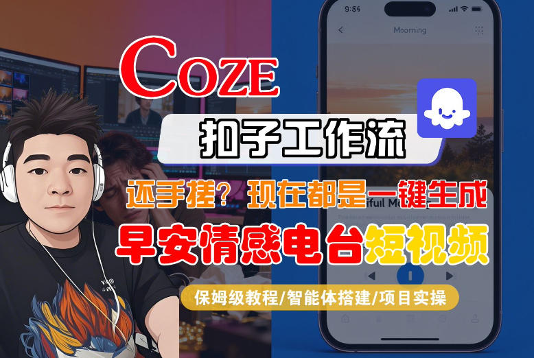 【Coze工作流搭建实操教程】【coze】早安情感电台日签视频还在手动做？用扣子工作流自动生成，省时90%-聚合项目网