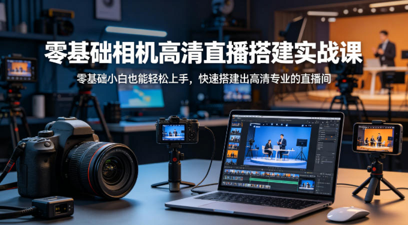 零基础相机高清直播间搭建实战课，小白也能轻松上手，快速搭建出高清专业的直播间-聚合项目网