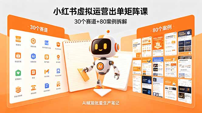 小红书虚拟运营出单矩阵课：30个赛道+80案例拆解，AI赋能批量生产笔记-聚合项目网