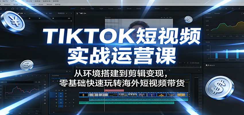 TIKTOK短视频实战运营课：从环境搭建到剪辑变现，零基础快速玩转海外短视频带货-聚合项目网
