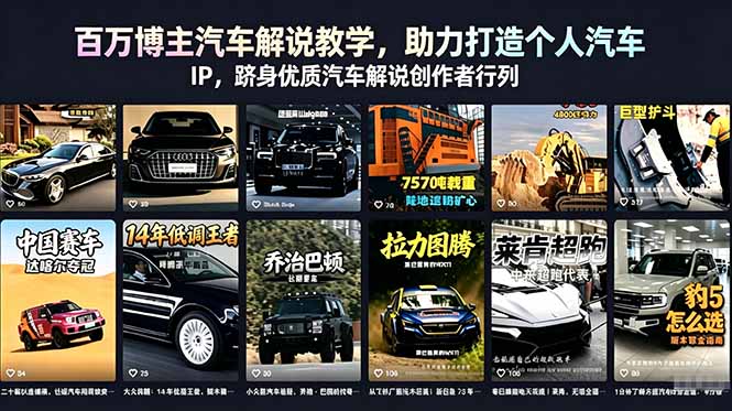 百万博主汽车解说教学，助力打造个人汽车 IP，跻身优质汽车解说创作者行列-聚合项目网