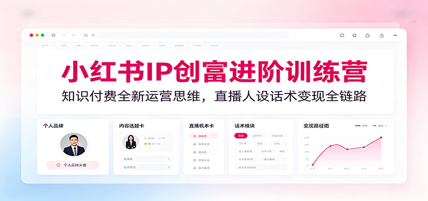 小红书IP创富进阶训练营:知识付费全新运营思维,直播人设话术变现全链路-聚合项目网