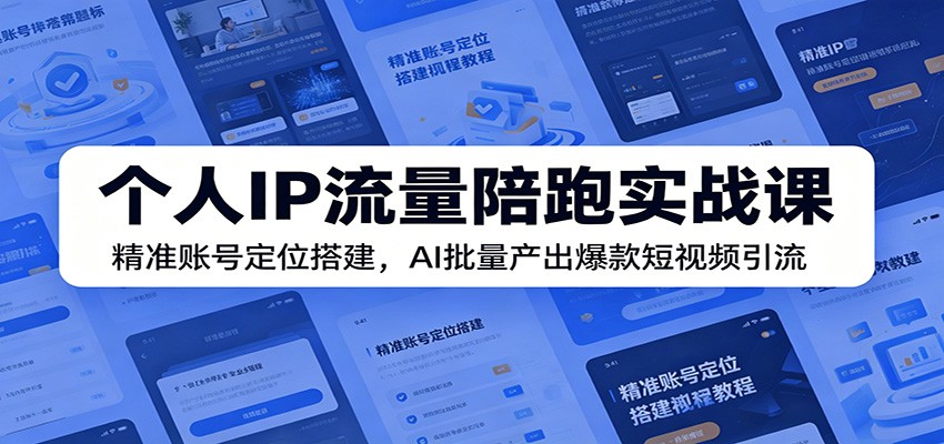 个人IP流量陪跑实战课：精准账号定位搭建，AI批量产出爆款短视频引流-聚合项目网