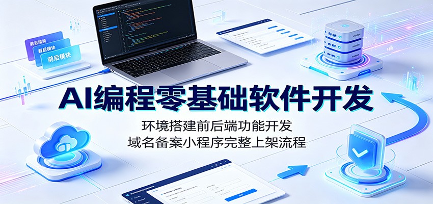 AI编程零基础软件开发:环境搭建前后端功能开发,域名备案小程序完整上架流程-聚合项目网