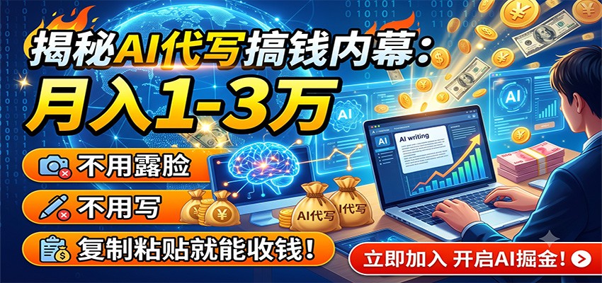 揭秘AI代写搞钱内幕:月入1-3万,不用露脸不用写,复制粘贴就能收钱!-聚合项目网