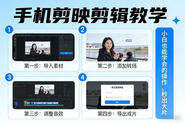 手机剪映剪辑教学，小白也能学会的操作，秒出大片-聚合项目网