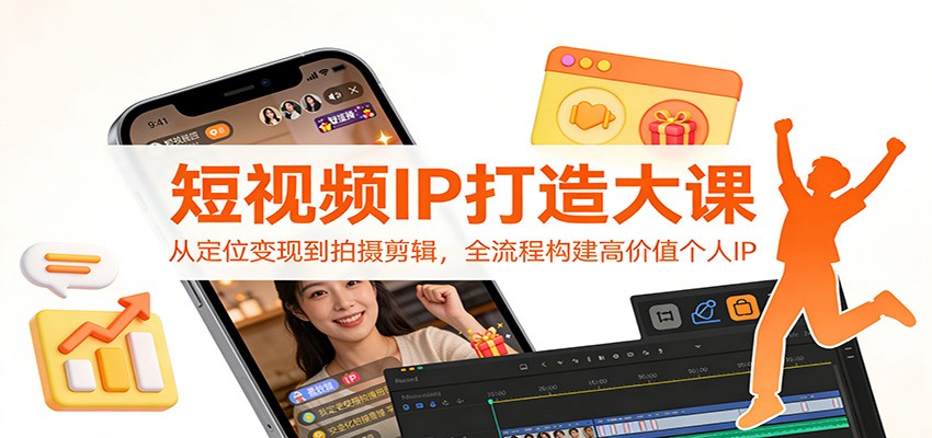 短视频IP打造大课：从定位变现到拍摄剪辑，全流程构建高价值个人IP-聚合项目网