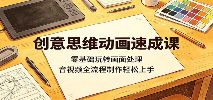 创意思维动画速成课：零基础玩转画面处理，音视频全流程制作轻松上手-聚合项目网