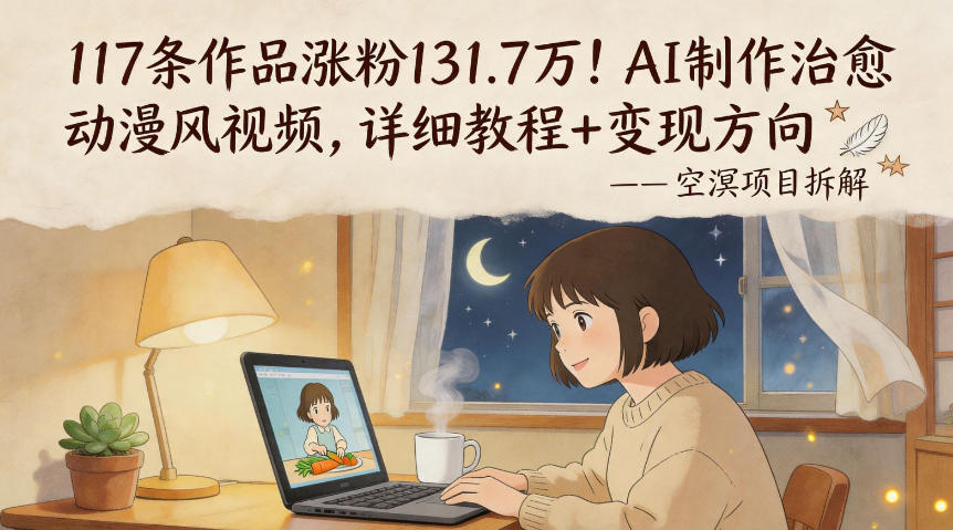 117条作品涨粉131.7W！AI制作治愈动漫风视频，详细教程+变现方向-聚合项目网