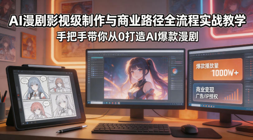 AI漫剧影视级制作与商业路径全流程实战教学，手带你从0打造AI爆款漫剧-聚合项目网