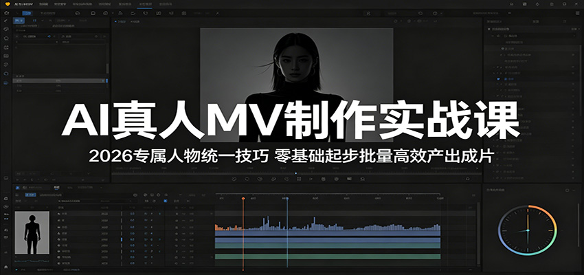 AI真人MV制作实战课：2026专属人物统一技巧，零基础起步批量高效产出成片-聚合项目网
