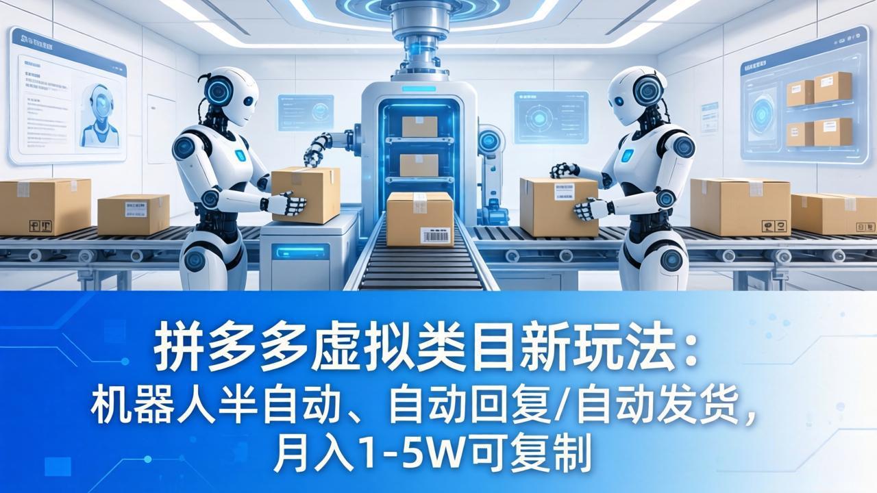 拼多多虚拟类目新玩法：机器人半自动、自动回复 /自动发货，月入 1-5W 可复制-聚合项目网