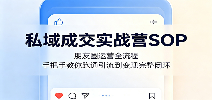 私域成交实战营SOP：朋友圈运营全流程，手把手教你跑通引流到变现完整闭环-聚合项目网