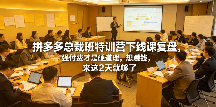 拼多多总裁班特训营下线课复盘，强付费才是硬道理，想賺钱，来这2天就够了-聚合项目网