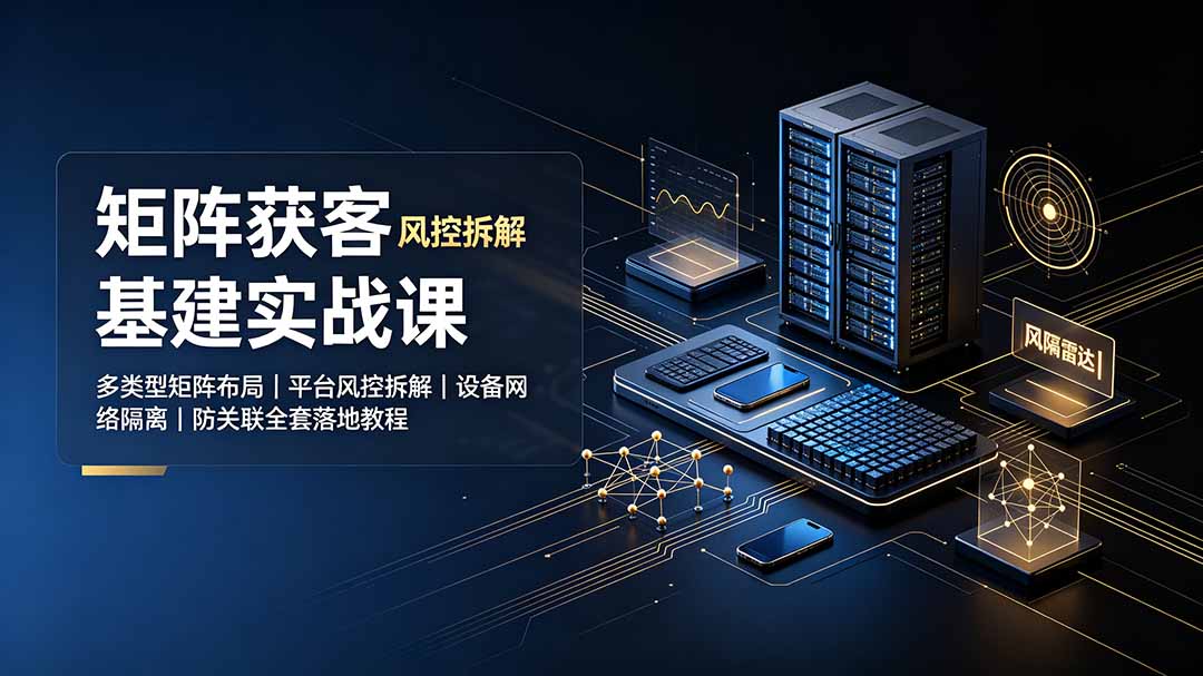 矩阵获客基建实战课：多类型矩阵布局｜平台风控拆解｜设备网络隔离｜防关联全套落地教程-聚合项目网