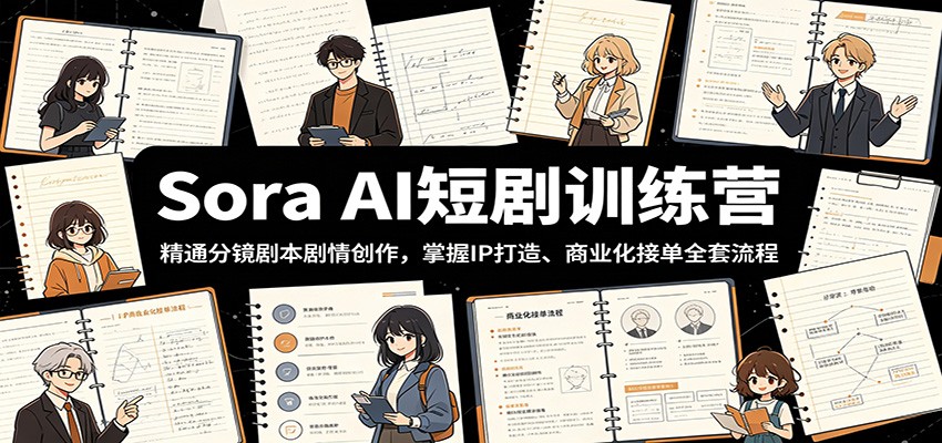 Sora AI短剧训练营:精通分镜剧本剧情创作,掌握IP打造、商业化接单全套流程-聚合项目网