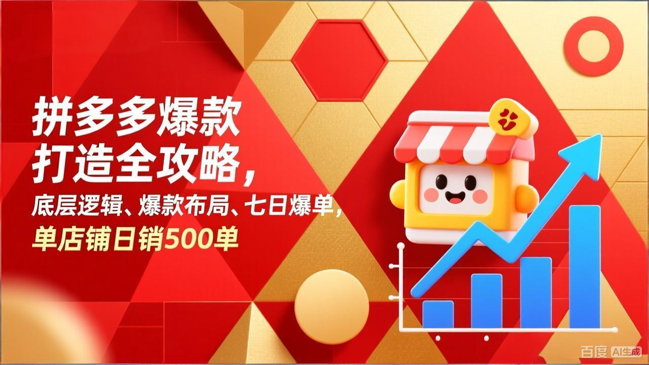 拼多多爆款打造全攻略，底层逻辑、爆款布局、七日爆单，单店铺日销500单-聚合项目网