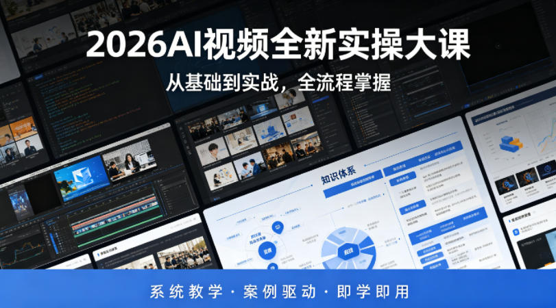 2026AI视频全新实操大课，从基础到实战，全流程掌握，系统教学·案例驱动·即学即用-聚合项目网