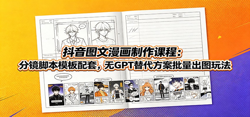 抖音图文漫画制作课程：分镜脚本模板配套，无GPT替代方案批量出图玩法-聚合项目网