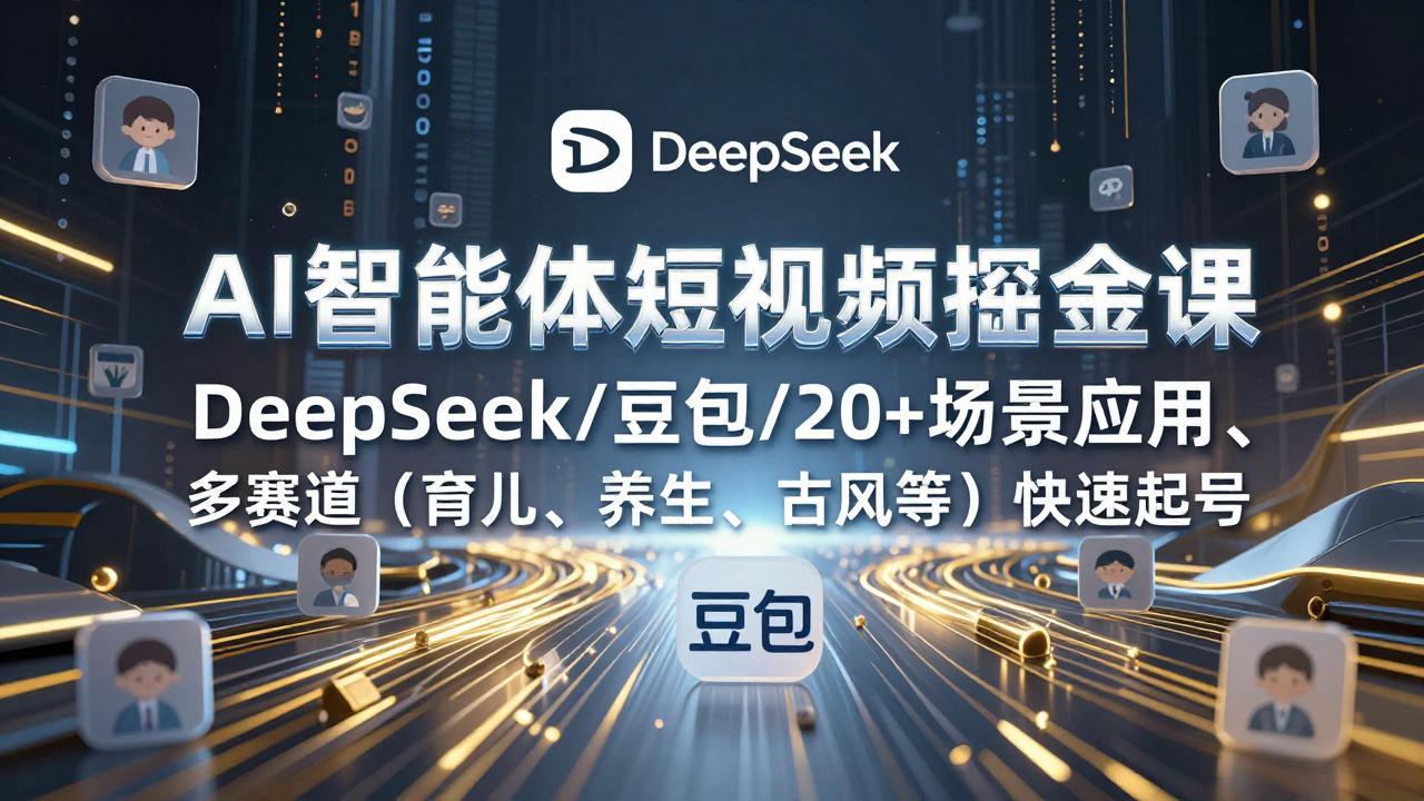 AI智能体短视频掘金课，DeepSeek/豆包/20+场景应用、多赛道(育儿、养生、古风等-聚合项目网