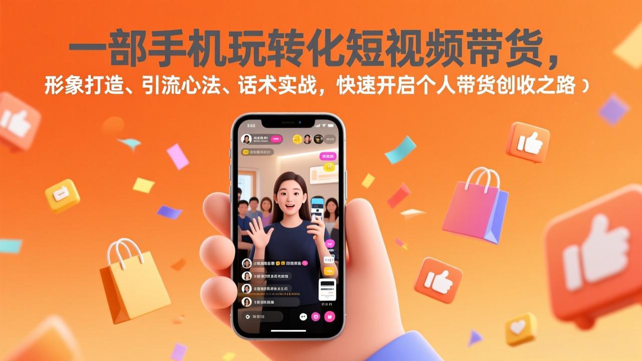 一部手机玩转化短视频带货，形象打造、引流心法、话术实战，快速开启个人带货创收之路-聚合项目网