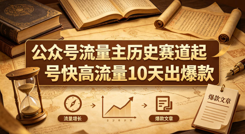 公众号流量主之历史赛道，起号快+高流量，10天就能出爆款！-聚合项目网