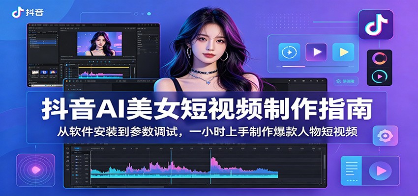 抖音AI美女短视频制作指南：从软件安装到参数调试，一小时上手制作爆款人物短视频-聚合项目网