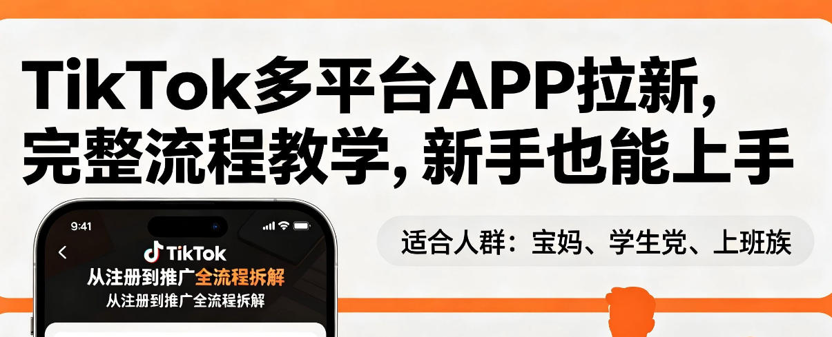 TikTok多平台APP拉新，完整流程教学，新手也能上手，轻松出海搞美金-聚合项目网