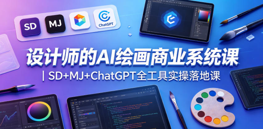 设计师的AI绘画商业系统课｜SD+MJ+ChatGPT全工具实操落地课-聚合项目网